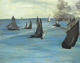 Steamboat Seascape or Sea View Calm Weather c1864 - Edouard Manet reproduction oil painting