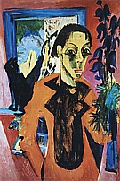 Self-Portrait with a Cat, 1919/20 - Ernst Kirchner reproduction oil painting