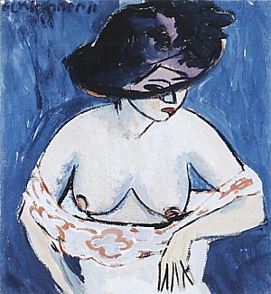 Female Nude with Hat, 1911 - Ernst Kirchner reproduction oil painting