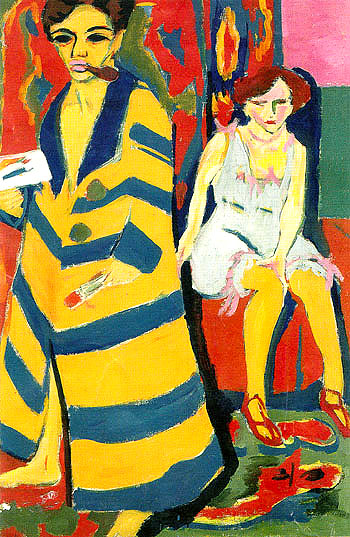 Self-Portrait with Model, 1910/1926 - Ernst Kirchner reproduction oil painting
