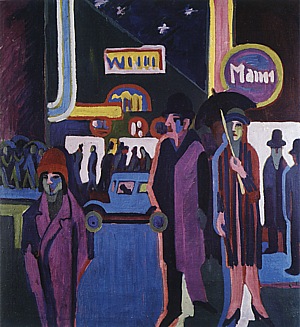 Street Scene at Night, 1926-27 - Ernst Kirchner reproduction oil painting