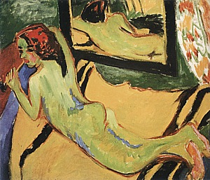 Reclining Nude with Pipe, 1909/10 - Ernst Kirchner reproduction oil painting