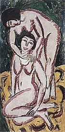 Two Female Nudes on a Vertical Format, 1911 - Ernst Kirchner reproduction oil painting