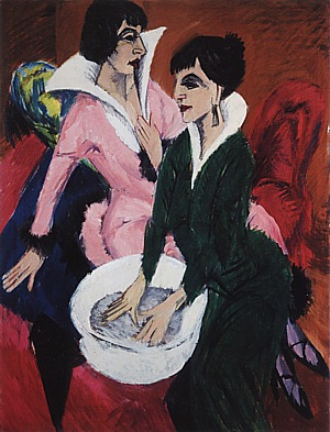 Two women with a Washbasin, 1913 - Ernst Kirchner reproduction oil painting