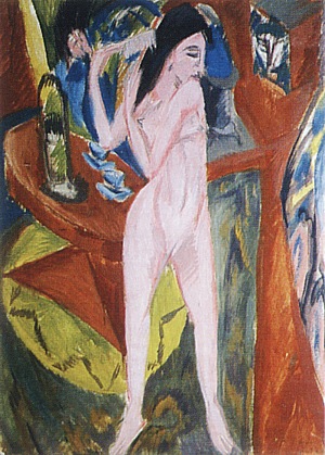 Nude Combing her Hair, 1913 - Ernst Kirchner reproduction oil painting