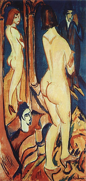 Nude Viewed from the Back with Mirror and Man, 1912 - Ernst Kirchner reproduction oil painting