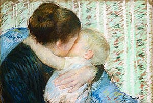 A Goodnight Hug - Mary Cassatt reproduction oil painting