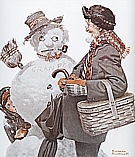 Grandfather and Snowman, 1919 - Fred Scraggs reproduction oil painting