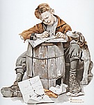 Little Boy Writing Letter, 1920 - Fred Scraggs reproduction oil painting