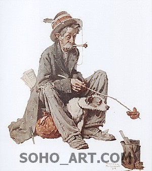 Hobo and Dog, 1924 - Fred Scraggs reproduction oil painting