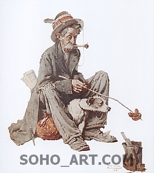 Hobo and Dog, 1924 - Fred Scraggs reproduction oil painting