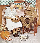 Thanksgiving: Mother and Son Peeling Potatoes, 1945 - Fred Scraggs reproduction oil painting