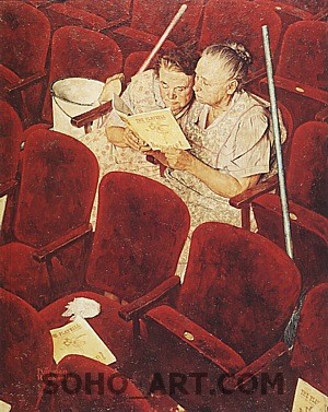 Charwomen in Theater, 1946 - Fred Scraggs reproduction oil painting