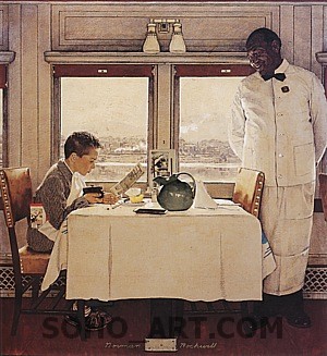 Boy in Dining Car, 1946 - Fred Scraggs reproduction oil painting