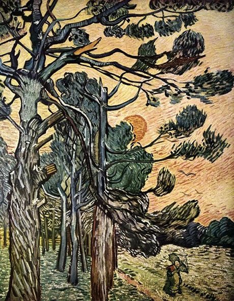 Fir-woods at Sunset, 1889 - Vincent van Gogh reproduction oil painting