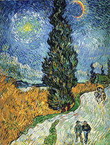 Road with Cypress and a Star, 1890 - Vincent van Gogh reproduction oil painting