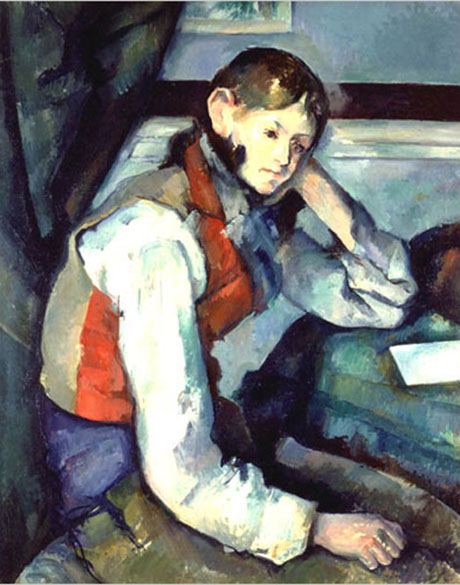 Boy in a Red Waistcoat - Paul Cezanne reproduction oil painting