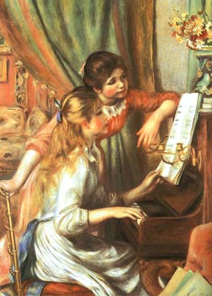 Two Girls at the Piano 1892 - Pierre Auguste Renoir reproduction oil painting