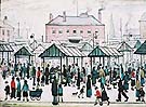 Market Scene, Northern Town 1939 - L-S-Lowry reproduction oil painting
