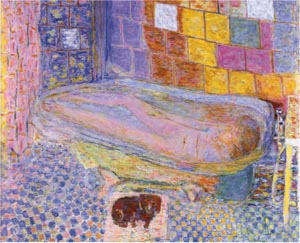 Nude in Bath with Small Dog - Pierre Bonnard reproduction oil painting