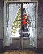 The Red Scarf, Portrait of Madam Monet - Claude Monet