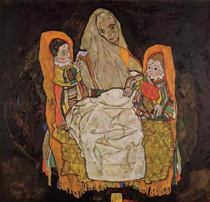 Mother with Two Children 1917 - Egon Scheile reproduction oil painting