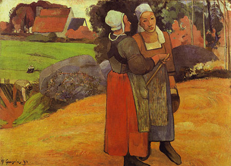 Breton Peasant Women Paysanes Bretonnes - Paul Gauguin reproduction oil painting