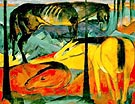 The Three Horses 1912 - Franz Marc reproduction oil painting