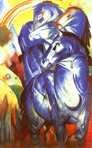 Tower of Blue Horses 1913 (Turm der Blauen Pferde) - Franz Marc reproduction oil painting