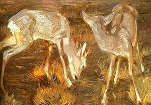 Deer at Dusk - Franz Marc reproduction oil painting