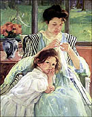 Young Mother Sewing circa 1900 - Mary Cassatt reproduction oil painting