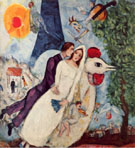 Les Marie de la Tour Eiffel c1938 - Marc Chagall reproduction oil painting