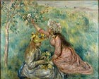 Girls Picking Flowers in a Meadow c1890 - Pierre Auguste Renoir reproduction oil painting