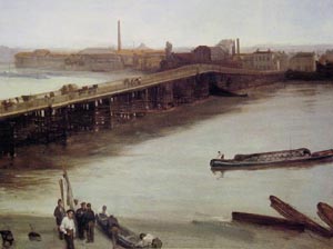 Brown and Silver: Old Battersea Bridge 1859 - James McNeill Whistler reproduction oil painting