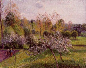Flowering Apple Trees, Eragny 1895 (Pommiers en Fleurs Eragny) - Camille Pissarro reproduction oil painting