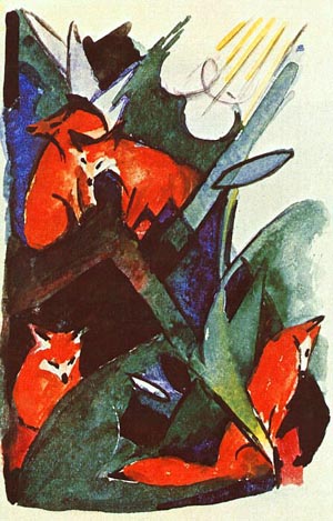 Four Foxes - Franz Marc reproduction oil painting