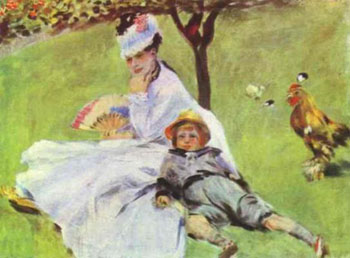 Madame Monet and Her Son, 1874 - Pierre Auguste Renoir reproduction oil painting
