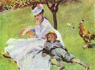 Madame Monet and Her Son, 1874 - Pierre Auguste Renoir reproduction oil painting