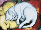 Cat on a Yellow Pillow - Franz Marc reproduction oil painting