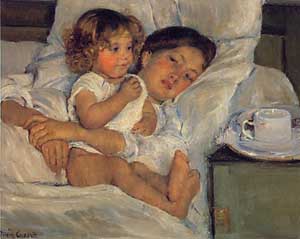 Breakfast in Bed - Mary Cassatt reproduction oil painting