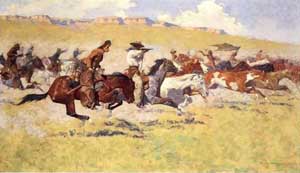 The Fight for the Stolen Herd - Frederic Remington reproduction oil painting