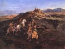 Sighting the Herd 1896 - Charles M Russell reproduction oil painting