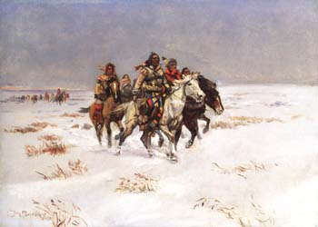 The Snow Trail 1897 - Charles M Russell reproduction oil painting