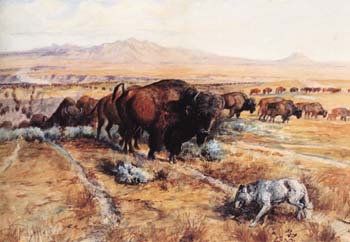 Guardian of the Herd 1899 - Charles M Russell reproduction oil painting