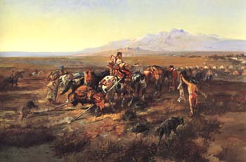 Returning to Camp 1901 - Charles M Russell reproduction oil painting