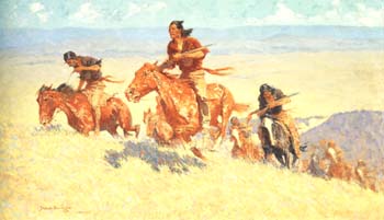 Buffalo Runners-Big Horm Basin 1909 - Frederic Remington reproduction oil painting