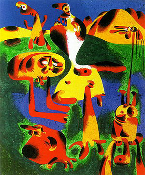 Figures and Mountains 1936 - Joan Miro reproduction oil painting