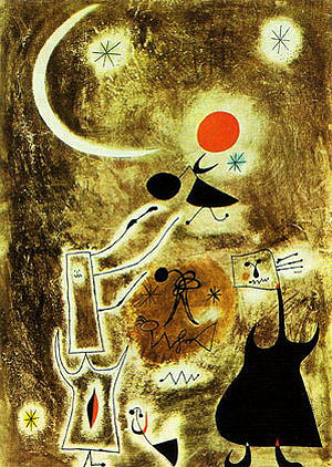 Woman and Bird in Front of the Sun 1942 - Joan Miro reproduction oil painting