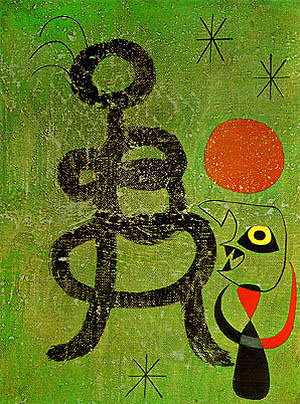 Woman and Bird in Front of the Sun 1944 - Joan Miro reproduction oil painting