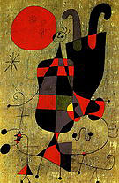 Painting (Figures and Dog in Front of the Sun) 1949 - Joan Miro